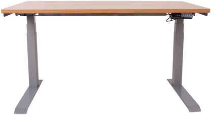 Height Adjustable Desk Penarth | size: Length: 70cm, Width: 140cm, Height: 126cm | color: Oak / Gray | image: 1 | variant: 1005924