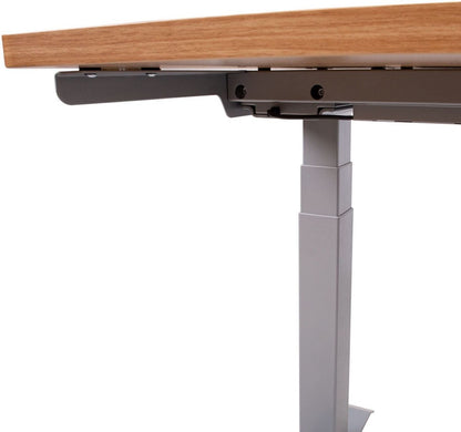 Height Adjustable Desk Penarth | size: Length: 70cm, Width: 140cm, Height: 126cm | color: Oak / Gray | image: 2 | variant: 1005924