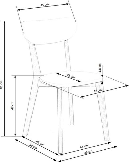 Kitchen Chair Buggi | size: Width: 45cm, Height: 84cm, Depth: 50cm | color: White | image: 8 | variant: 1011449