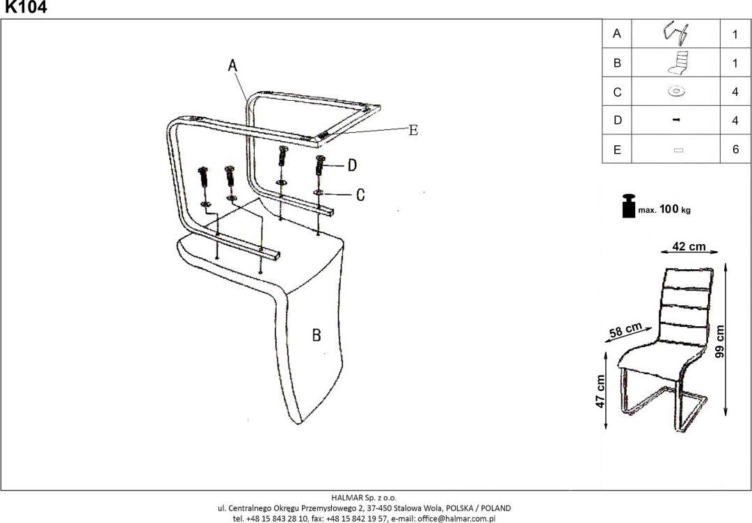 Kitchen Chair K106 | size: Width: 42cm, Height: 99cm, Depth: 58cm | color: Black | image: 5 | variant: 1011490
