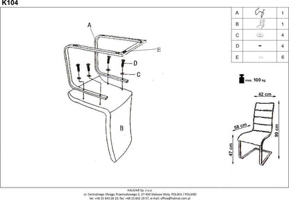 Kitchen Chair K106 | size: Width: 42cm, Height: 99cm, Depth: 58cm | color: Black | image: 5 | variant: 1011490