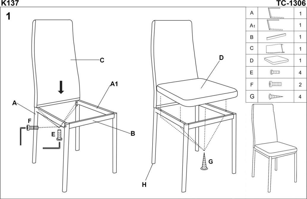 Kitchen Chair K137 | size: Width: 43cm, Height: 92cm, Depth: 49cm | color: Gray | image: 8 | variant: 1011428