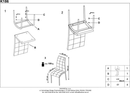 Kitchen Chair K186 | size: Width: 42cm, Height: 100cm, Depth: 63cm | color: Black | image: 9 | variant: 1003055