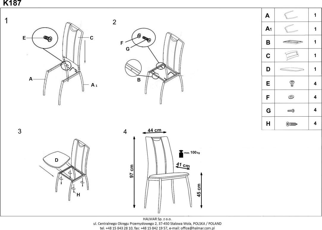 Kitchen Chair K187 | size: Width: 44cm, Height: 97cm, Depth: 41cm | color: Beige | image: 8 | variant: 1003058