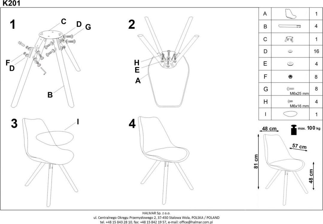 Kitchen Chair K201 | size: Width: 48cm, Height: 81cm, Depth: 57cm | color: Black | image: 4 | variant: 1003066