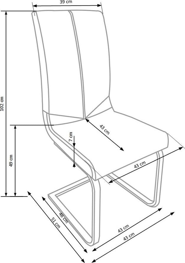 Kitchen Chair K202 | size: Width: 44cm, Height: 97cm, Depth: 59cm | color: Black | image: 3 | variant: 1003070
