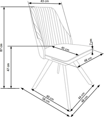 Kitchen Chair K206 | size: Width: 53cm, Height: 87cm, Depth: 48cm | color: White | image: 4 | variant: 1011492