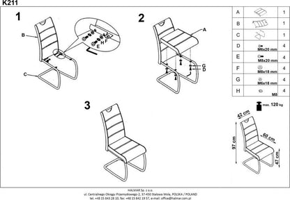 Kitchen Chair K211 | size: Width: 42cm, Height: 97cm, Depth: 60cm | color: Black | image: 4 | variant: 1003079
