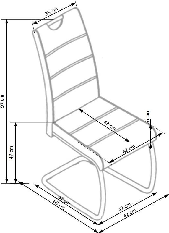 Kitchen Chair K211 | size: Width: 42cm, Height: 97cm, Depth: 60cm | color: Gray | image: 4 | variant: 1003080