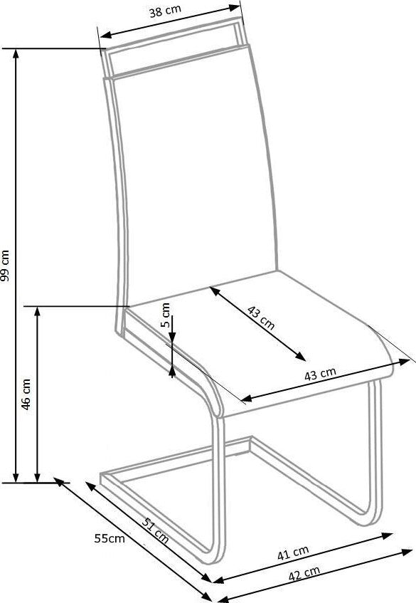 Kitchen Chair K250 | size: Width: 42cm, Height: 99cm, Depth: 55cm | color: White | image: 4 | variant: 1011451