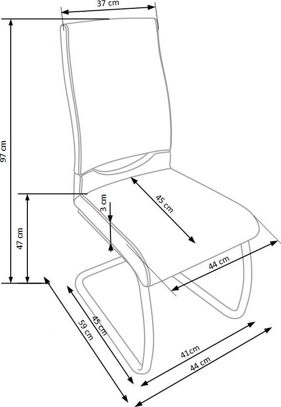 Kitchen Chair K259 | size: Width: 44cm, Height: 97cm, Depth: 59cm | color: Gray | image: 3 | variant: 1011479