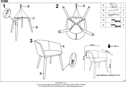 Kitchen Chair K266 | size: Width: 56cm, Height: 72cm, Depth: 56cm | color: Gray | image: 7 | variant: 1011482