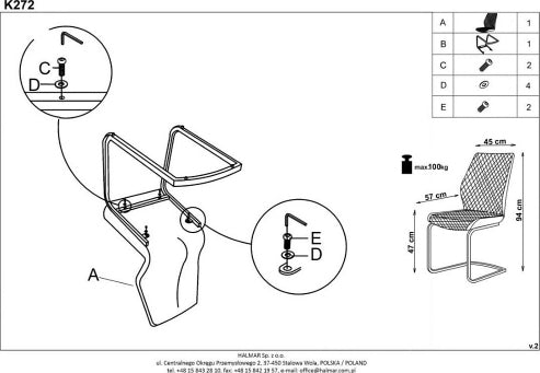 Kitchen Chair K272 | size: Width: 45cm, Height: 94cm, Depth: 57cm | color: Beige | image: 8 | variant: 1011473