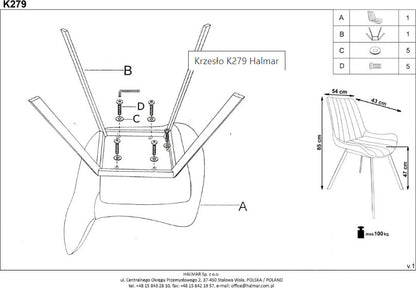 Kitchen Chair K279 | size: Width: 45cm, Height: 85cm, Depth: 43cm | color: Gray | image: 7 | variant: 1011459