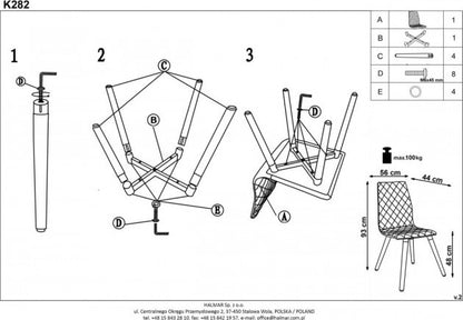 Kitchen Chair K282 | size: Width: 56cm, Height: 93cm, Depth: 44cm | color: Beige | image: 7 | variant: 1003105