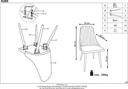 Kitchen Chair K285 | size: Width: 56cm, Height: 85cm, Depth: 49cm | color: Gray | image: 7 | variant: 1003108