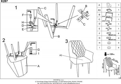 Kitchen Chair K287 | size: Width: 58cm, Height: 85cm, Depth: 61cm | color: Beige | image: 8 | variant: 1003112