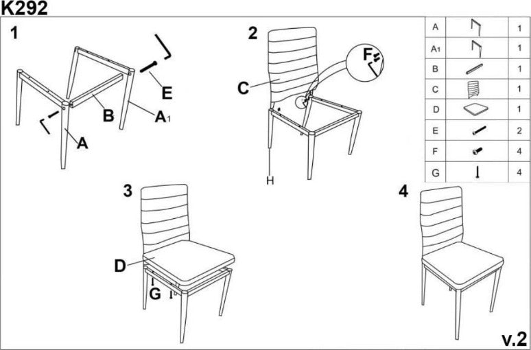 Kitchen Chair K292 | size: Width: 42cm, Height: 98cm, Depth: 47cm | color: Gray | image: 8 | variant: 1011426