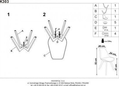 Kitchen Chair K303 | size: Width: 48cm, Height: 83cm, Depth: 54cm | color: Beige | image: 3 | variant: 1003121