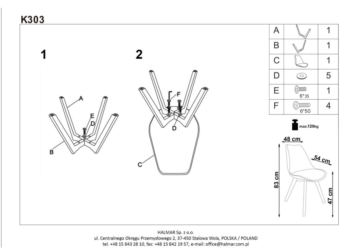 Kitchen Chair K303 | size: Width: 48cm, Height: 83cm, Depth: 54cm | color: Gray | image: 3 | variant: 1003122