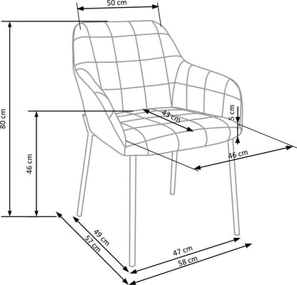 Kitchen Chair K305 | size: Width: 58cm, Height: 80cm, Depth: 57cm | color: Blue | image: 3 | variant: 1003132