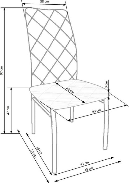 Kitchen Chair K309 | size: Width: 43cm, Height: 97cm, Depth: 57cm | color: Gray | image: 7 | variant: 1003129