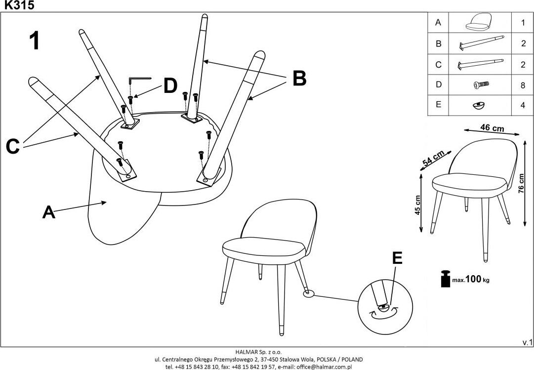 Kitchen Chair K315 | size: Width: 50cm, Height: 76cm, Depth: 55cm | color: Green | image: 8 | variant: 1003139