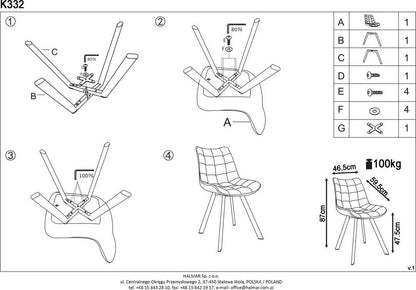 Kitchen Chair K332 | size: Width: 46cm, Height: 84cm, Depth: 61cm | color: Pink | image: 8 | variant: 1003150