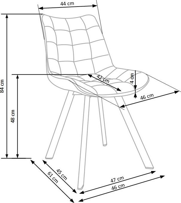 Kitchen Chair K332 | size: Width: 46cm, Height: 84cm, Depth: 61cm | color: Yellow | image: 7 | variant: 1003149