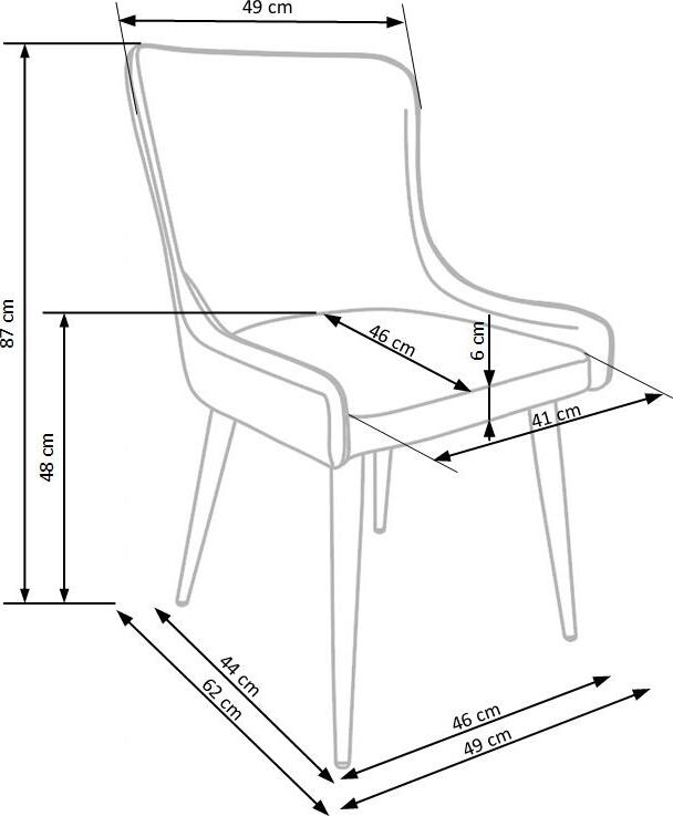 Kitchen Chair K333 | size: Width: 49cm, Height: 87cm, Depth: 62cm | color: Gray | image: 7 | variant: 1011465