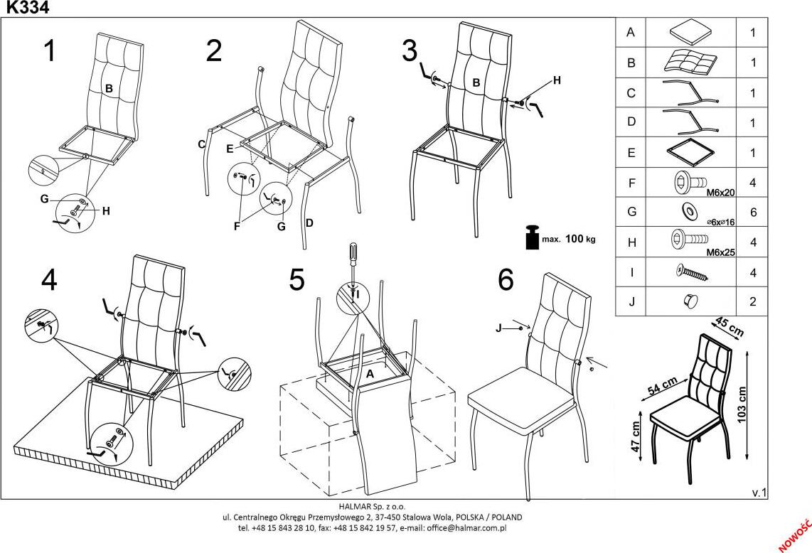 Kitchen Chair K334 | size: Width: 45cm, Height: 103cm, Depth: 54cm | color: Gray | image: 3 | variant: 1011432