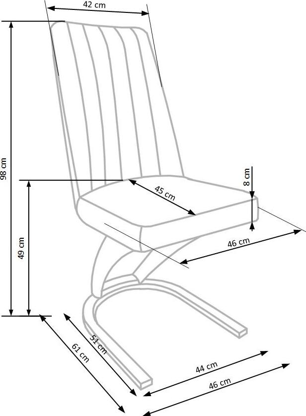 Kitchen Chair K338 | size: Width: 46cm, Height: 98cm, Depth: 61cm | color: Brown | image: 9 | variant: 1011481