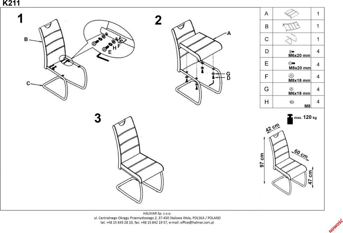 Kitchen Chair K349 | size: Width: 42cm, Height: 97cm, Depth: 60cm | color: Gray | image: 2 | variant: 1011446