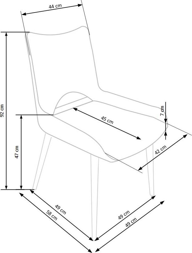 Kitchen Chair K369 | size: Width: 48cm, Height: 92cm, Depth: 58cm | color: Gray | image: 9 | variant: 1011463
