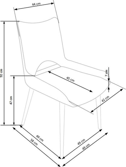 Kitchen Chair K369 | size: Width: 48cm, Height: 92cm, Depth: 58cm | color: Gray | image: 9 | variant: 1011463