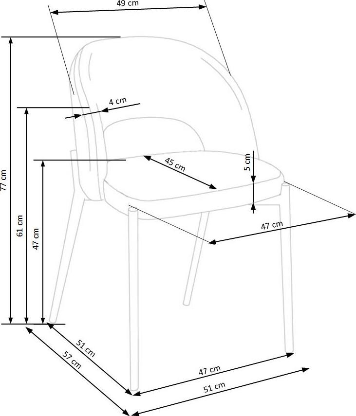 Kitchen Chair K373 | size: Width: 51cm, Height: 77cm, Depth: 57cm | color: Beige | image: 7 | variant: 1003178