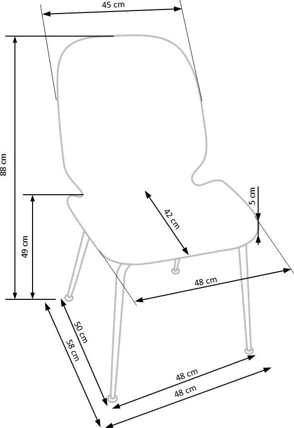 Kitchen Chair K381 | size: Width: 48cm, Height: 88cm, Depth: 58cm | color: Pink | image: 9 | variant: 1003191