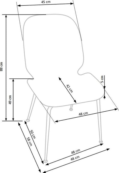 Kitchen Chair K381 | size: Width: 48cm, Height: 88cm, Depth: 58cm | color: Pink | image: 9 | variant: 1003191
