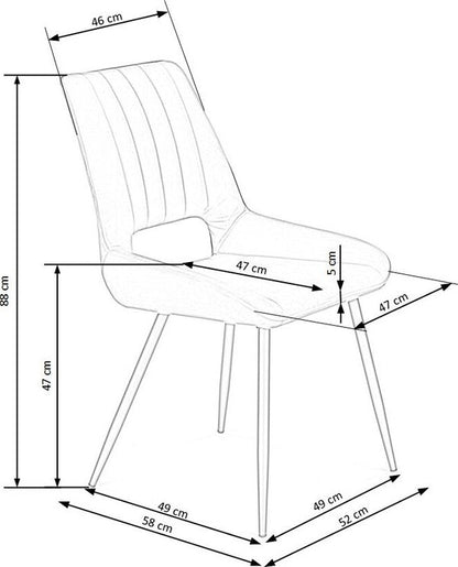 Kitchen Chair K404 | size: Width: 52cm, Height: 88cm, Depth: 58cm | color: Gray | image: 8 | variant: 1003221