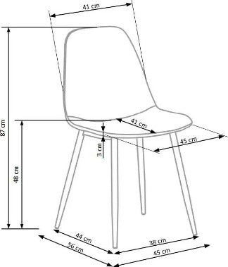 Kitchen Chair K417 | size: Width: 44cm, Height: 87cm, Depth: 56cm | color: Yellow | image: 1 | variant: 1003239