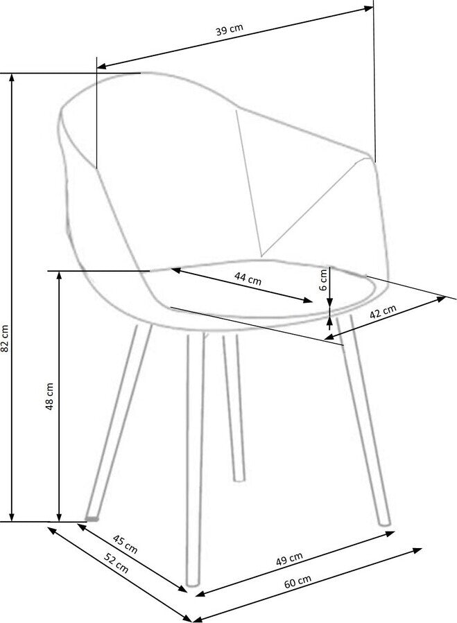 Kitchen Chair K420 | size: Width: 60cm, Height: 82cm, Depth: 52cm | color: Gray | image: 8 | variant: 1012492