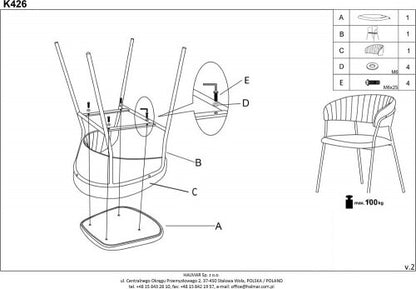 Kitchen Chair K426 | size: Width: 57cm, Height: 79cm, Depth: 54cm | color: Green | image: 8 | variant: 1003250