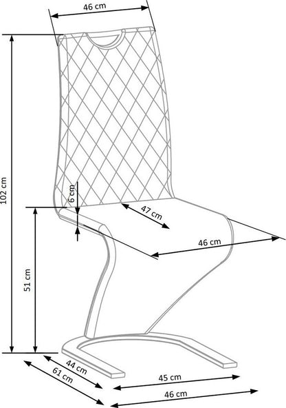 Kitchen Chair K442 | size: Width: 46cm, Height: 102cm, Depth: 61cm | color: Blue | image: 6 | variant: 1003285