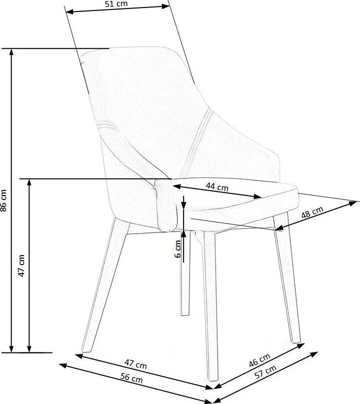 Kitchen Chair Le Havre | size: Width: 57cm, Height: 86cm, Depth: 56cm | color: Gray | image: 4 | variant: 1002582
