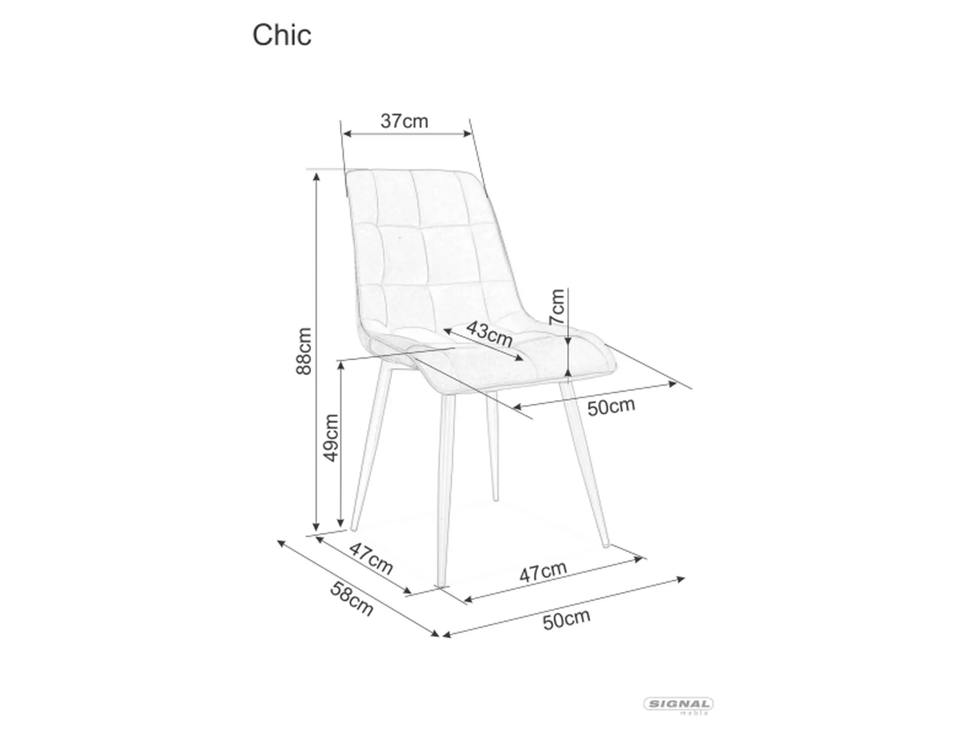 Kitchen Chair Sao Paulo | size: Width: 50cm, Height: 88cm, Depth: 43cm | color: Gray | image: 1 | variant: 1003902