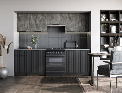 Kitchen Equipment Set Tamara | size: Width: 240cm, Height: 214cm, Depth: 60cm | color: Black/Grey | image: 1 | variant: 1012965