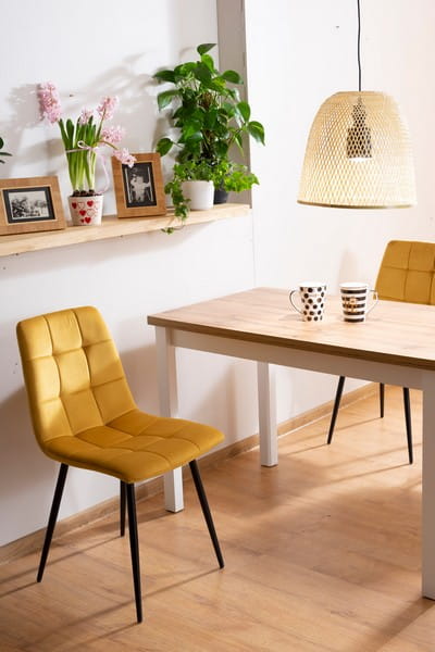 Kitchen Table Adam | size: Length: 60cm, Width: 100cm, Height: 75cm | color: White/Oak | image: 4 | variant: 1006531