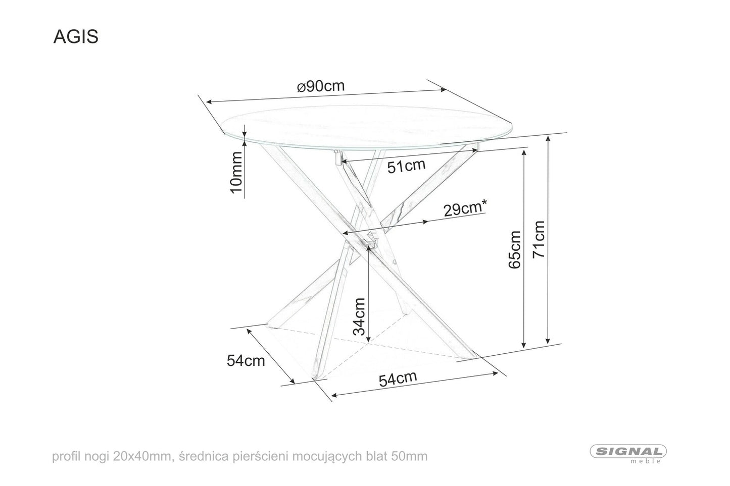 Kitchen Table Agis 3 | size: Length: 90cm, Width: 90cm, Height: 75cm, Diameter: 90cm | color: Transparent | image: 3 | variant: 1017899