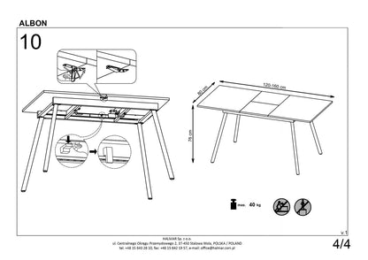 Kitchen Table Albon | size: Length: 80cm, Width: 160cm, Height: 76cm | color: Oak/Grey | image: 10 | variant: 1011220