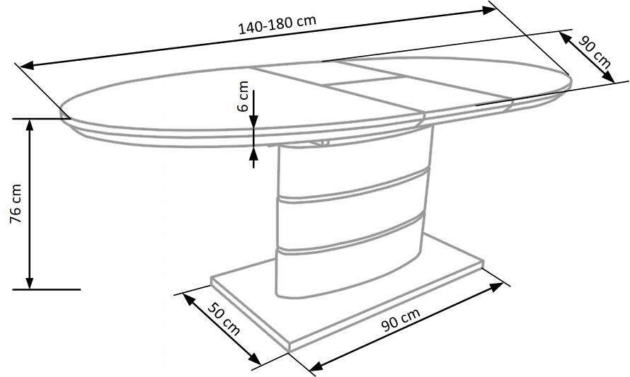 Kitchen Table Aspen | size: Length: 90cm, Width: 180cm, Height: 76cm | color: White | image: 4 | variant: 1011291